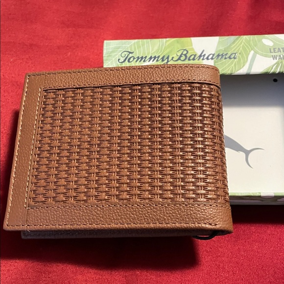 Tommy Bahama Tan Woven Leather Wallet - Picture 2 of 4